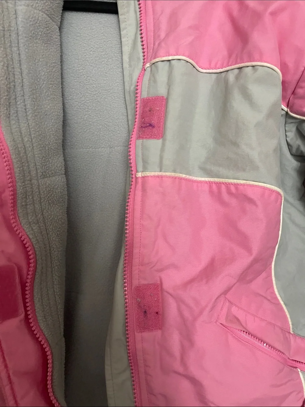 Girls' Pink and Gray Hooded Winter Coat